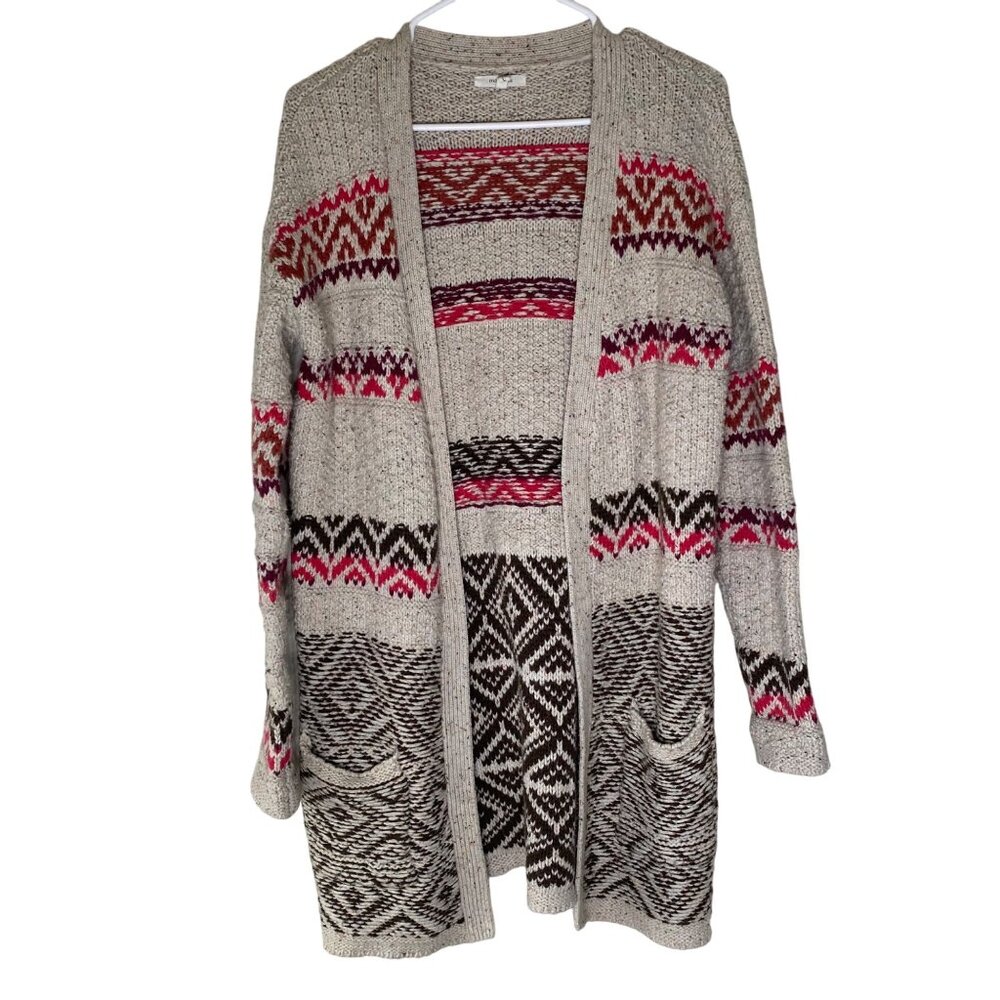 Maurices Wool Blend Long Chunky Cardigan Sweater L Brown Southwest Western